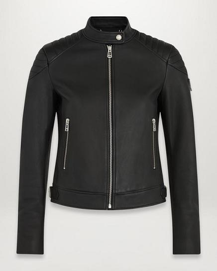 Veste Cuir Belstaff Femme Mollison Noir France RU5741308